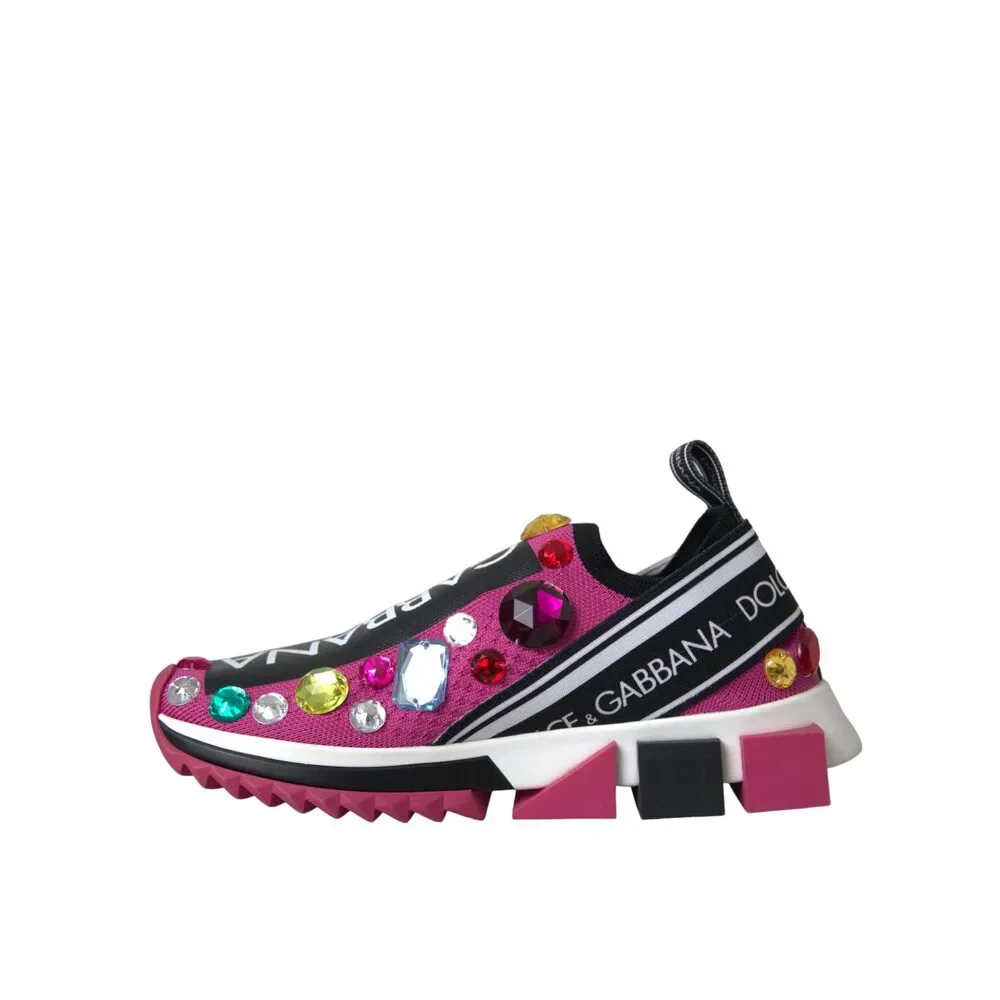 Dolce & Gabbana Pink Sorrento Crystals Sneakers Shoes - Picture 5 of 9